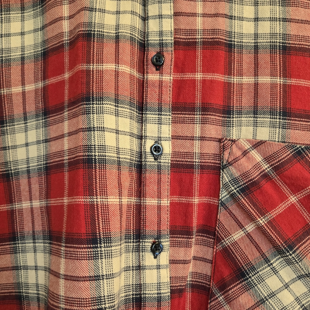 Zara Basic Denim Cropped Plaid Button-Up Shirt W/… - image 3